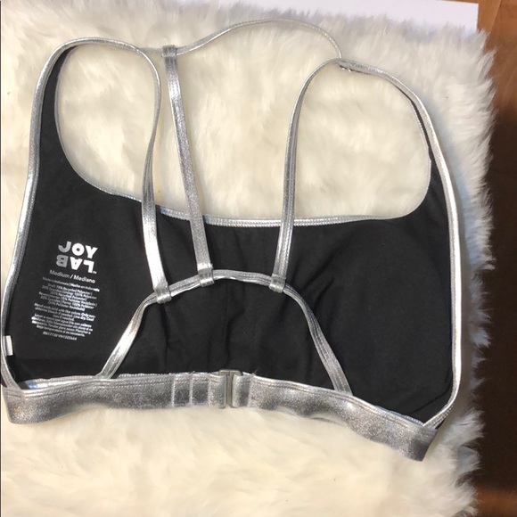 Joy Lab Black & Silver Metallic Swim Bralette M - Picture 4 of 4